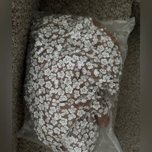 Queen of Sparkles Large White Sequin Flower Dress